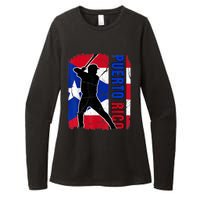 Puerto Rican Baseball Player Puerto Rico Flag Baseball Fans Womens CVC Long Sleeve Shirt