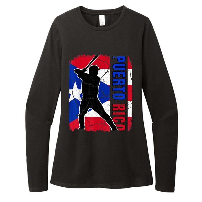 Puerto Rican Baseball Player Puerto Rico Flag Baseball Fans Womens CVC Long Sleeve Shirt