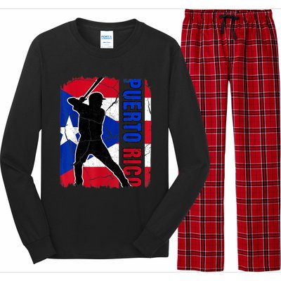 Puerto Rican Baseball Player Puerto Rico Flag Baseball Fans Long Sleeve Pajama Set