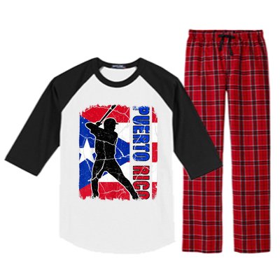 Puerto Rican Baseball Player Puerto Rico Flag Baseball Fans Raglan Sleeve Pajama Set