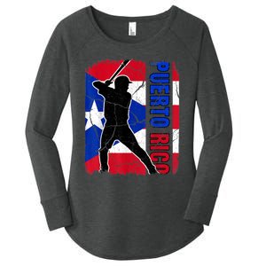 Puerto Rican Baseball Player Puerto Rico Flag Baseball Fans Women's Perfect Tri Tunic Long Sleeve Shirt