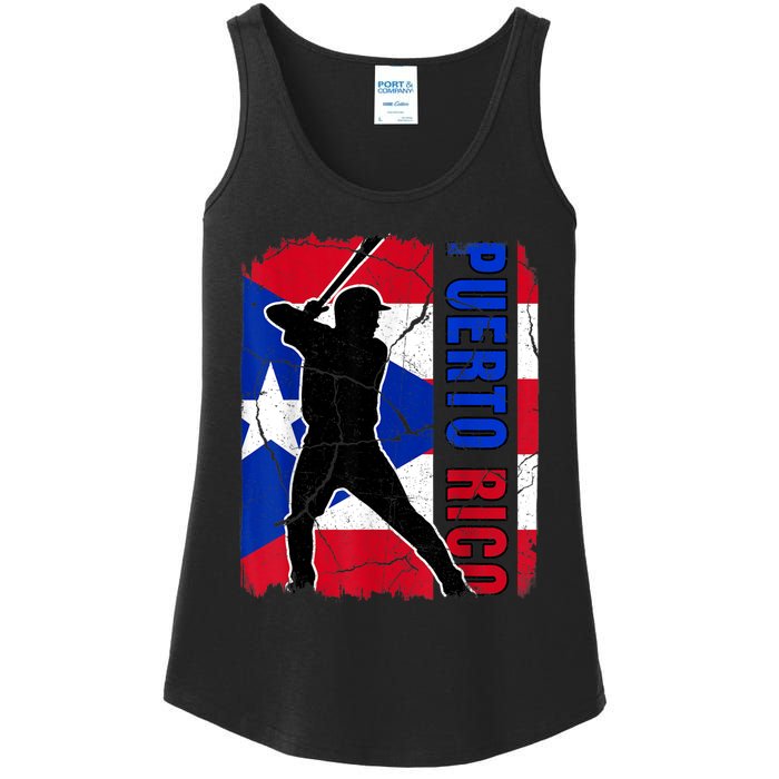 Puerto Rican Baseball Player Puerto Rico Flag Baseball Fans Ladies Essential Tank