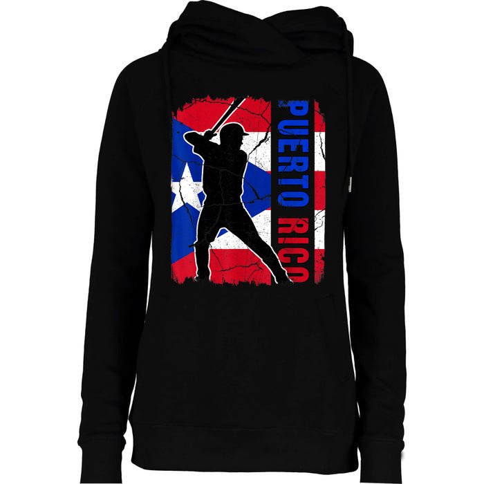 Puerto Rican Baseball Player Puerto Rico Flag Baseball Fans Womens Funnel Neck Pullover Hood