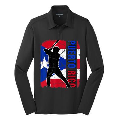 Puerto Rican Baseball Player Puerto Rico Flag Baseball Fans Silk Touch Performance Long Sleeve Polo