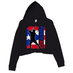 Puerto Rican Baseball Player Puerto Rico Flag Baseball Fans Crop Fleece Hoodie