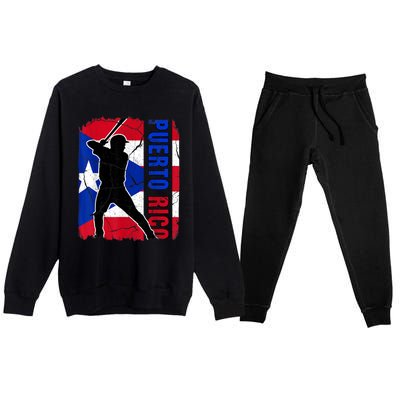 Puerto Rican Baseball Player Puerto Rico Flag Baseball Fans Premium Crewneck Sweatsuit Set