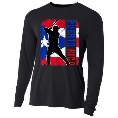 Puerto Rican Baseball Player Puerto Rico Flag Baseball Fans Cooling Performance Long Sleeve Crew