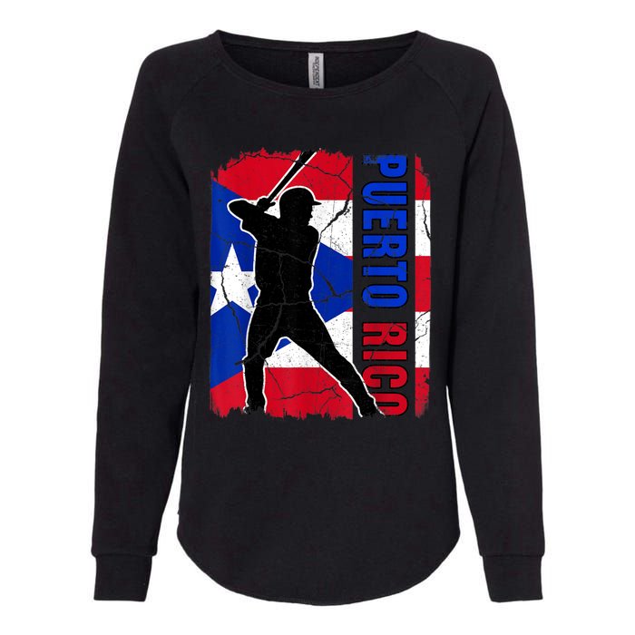 Puerto Rican Baseball Player Puerto Rico Flag Baseball Fans Womens California Wash Sweatshirt