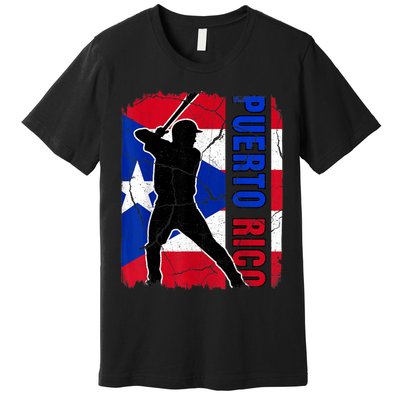 Puerto Rican Baseball Player Puerto Rico Flag Baseball Fans Premium T-Shirt