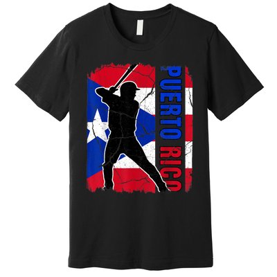 Puerto Rican Baseball Player Puerto Rico Flag Baseball Fans Premium T-Shirt