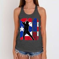 Puerto Rican Baseball Player Puerto Rico Flag Baseball Fans Women's Knotted Racerback Tank