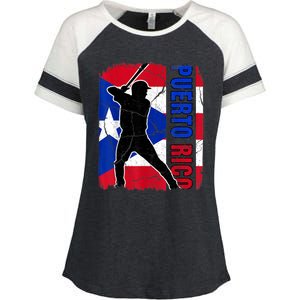 Puerto Rican Baseball Player Puerto Rico Flag Baseball Fans Enza Ladies Jersey Colorblock Tee