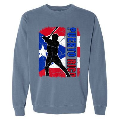 Puerto Rican Baseball Player Puerto Rico Flag Baseball Fans Garment-Dyed Sweatshirt