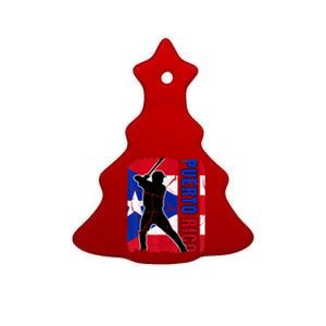 Puerto Rican Baseball Player Puerto Rico Flag Baseball Fans Ceramic Tree Ornament