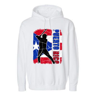 Puerto Rican Baseball Player Puerto Rico Flag Baseball Fans Garment-Dyed Fleece Hoodie