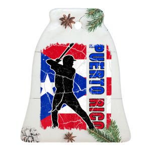 Puerto Rican Baseball Player Puerto Rico Flag Baseball Fans Ceramic Bell Ornament