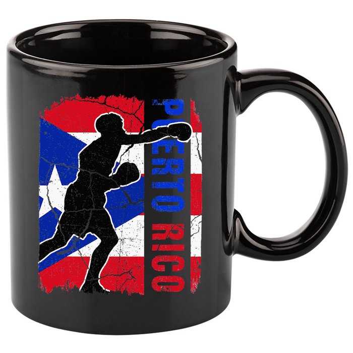 Puerto Rican Boxing Team Puerto Rico Flag Boxing Gloves 11oz C Handle Ceramic Mug