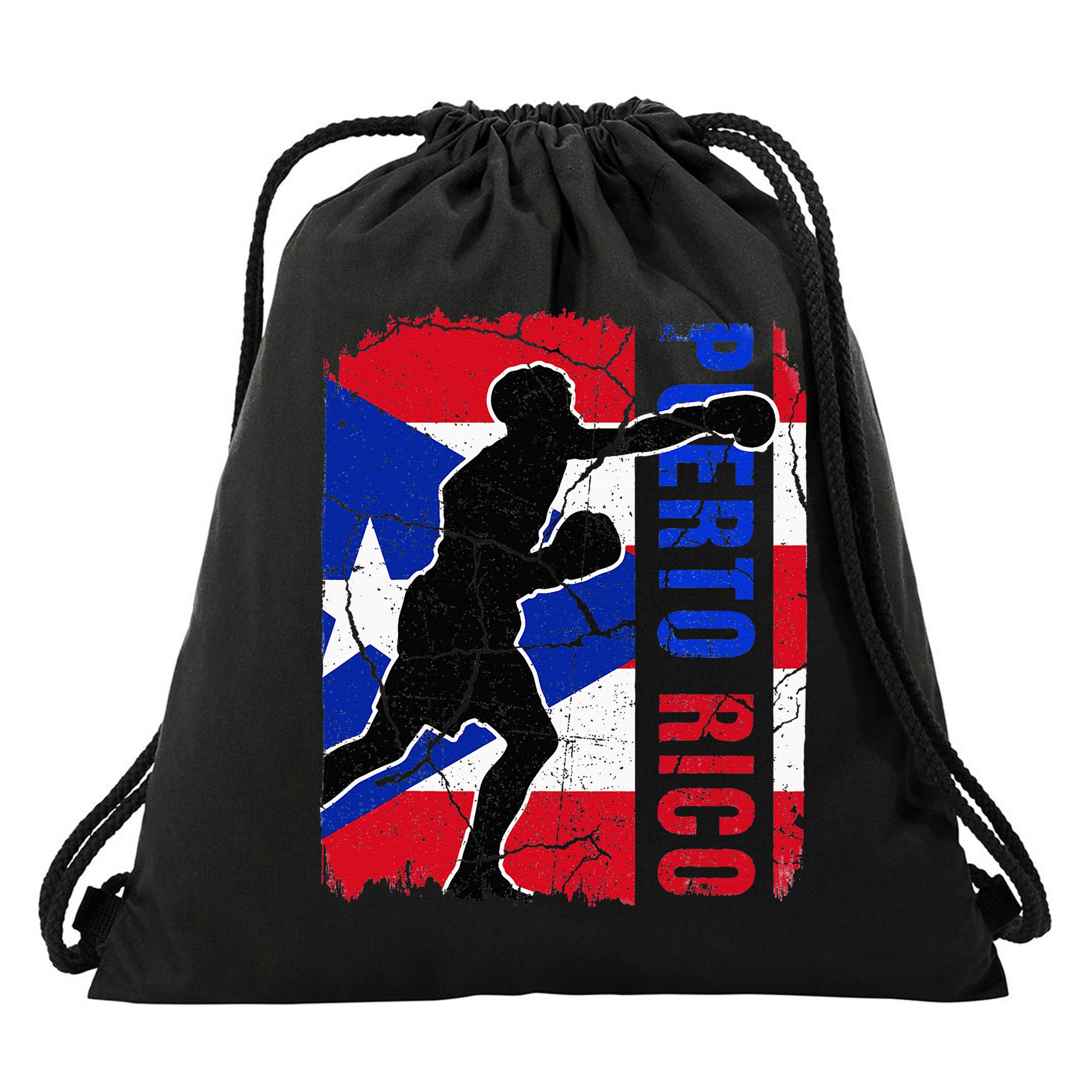 Puerto Rican Boxing Team Puerto Rico Flag Boxing Gloves Drawstring Bag