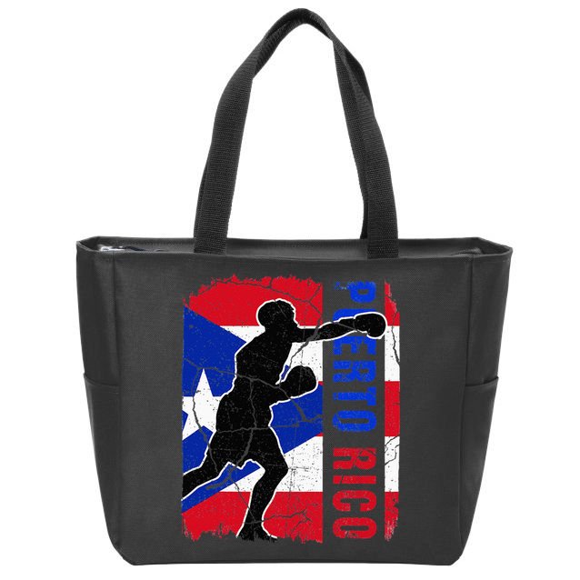 Puerto Rican Boxing Team Puerto Rico Flag Boxing Gloves Zip Tote Bag
