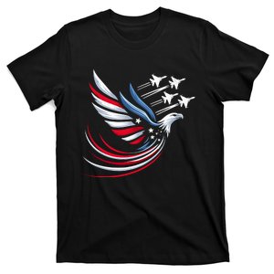 Patriotic Red Blue Usa Flag Fighter Jets 4th Of July T-Shirt