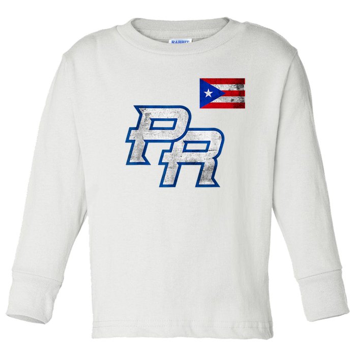 Puerto Rican Baseball Player Puerto Rico Flag Baseball Fans Toddler Long Sleeve Shirt