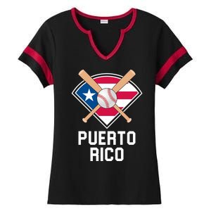 Puerto Rico Baseball Team Patriotic Beisbol Flag Ladies Halftime Notch Neck Tee