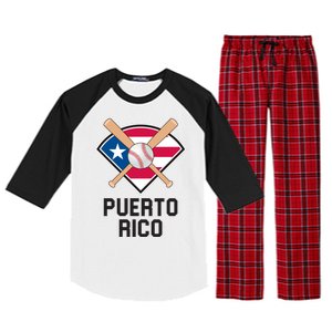 Puerto Rico Baseball Team Patriotic Beisbol Flag Raglan Sleeve Pajama Set