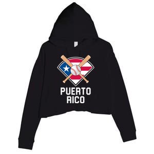 Puerto Rico Baseball Team Patriotic Beisbol Flag Crop Fleece Hoodie