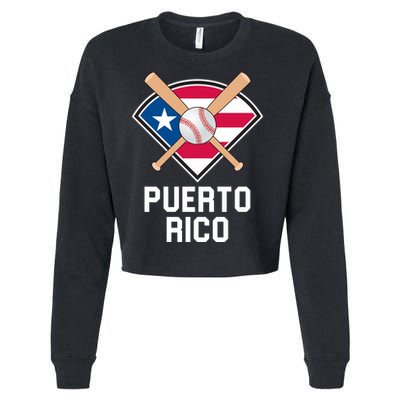 Puerto Rico Baseball Team Patriotic Beisbol Flag Cropped Pullover Crew