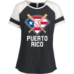 Puerto Rico Baseball Team Patriotic Beisbol Flag Enza Ladies Jersey Colorblock Tee