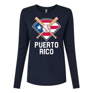 Puerto Rico Baseball Team Patriotic Beisbol Flag Womens Cotton Relaxed Long Sleeve T-Shirt