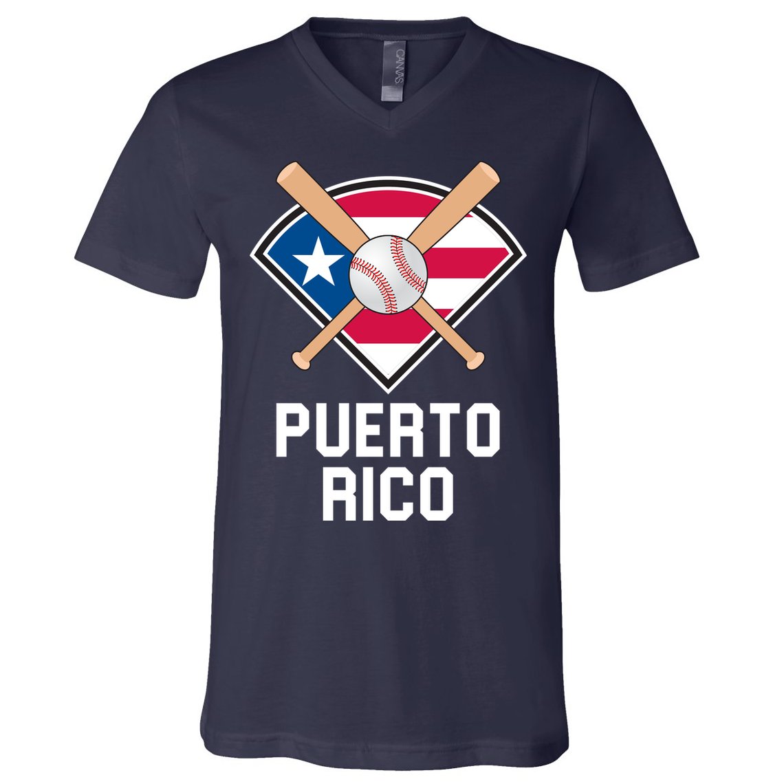 Puerto Rico Baseball Team Patriotic Beisbol Flag V-Neck T-Shirt