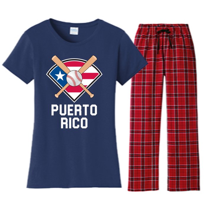 Puerto Rico Baseball Team Patriotic Beisbol Flag Women's Flannel Pajama Set