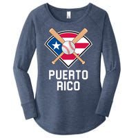 Puerto Rico Baseball Team Patriotic Beisbol Flag Women's Perfect Tri Tunic Long Sleeve Shirt