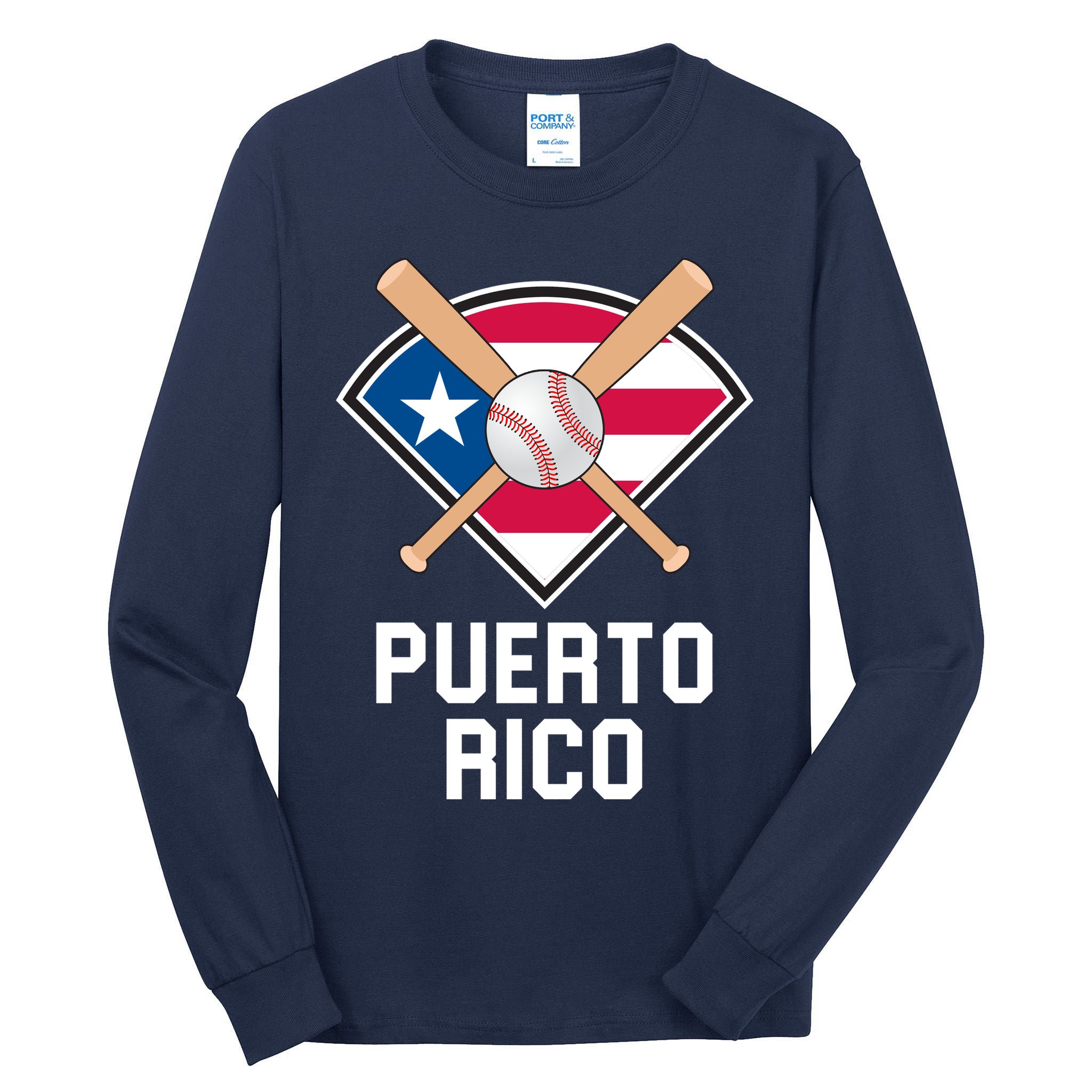 Puerto Rico Baseball Team Patriotic Beisbol Flag Tall Long Sleeve T-Shirt