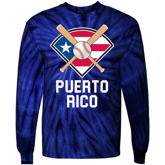 Puerto Rico Baseball Team Patriotic Beisbol Flag Tie-Dye Long Sleeve Shirt