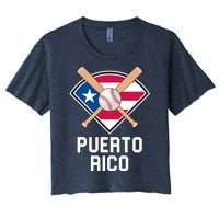 Puerto Rico Baseball Team Patriotic Beisbol Flag Women's Crop Top Tee