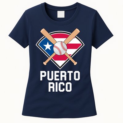 Puerto Rico Baseball Team Patriotic Beisbol Flag Womens T-Shirt
