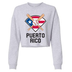 Puerto Rico Baseball Team Patriotic Beisbol Flag Cropped Pullover Crew