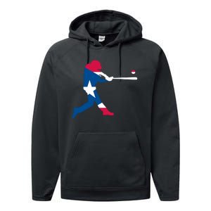 Puerto Rico Baseball Player Performance Fleece Hoodie