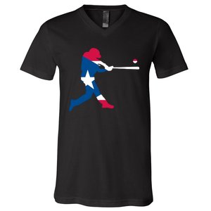 Puerto Rico Baseball Player V-Neck T-Shirt