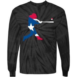 Puerto Rico Baseball Player Tie-Dye Long Sleeve Shirt