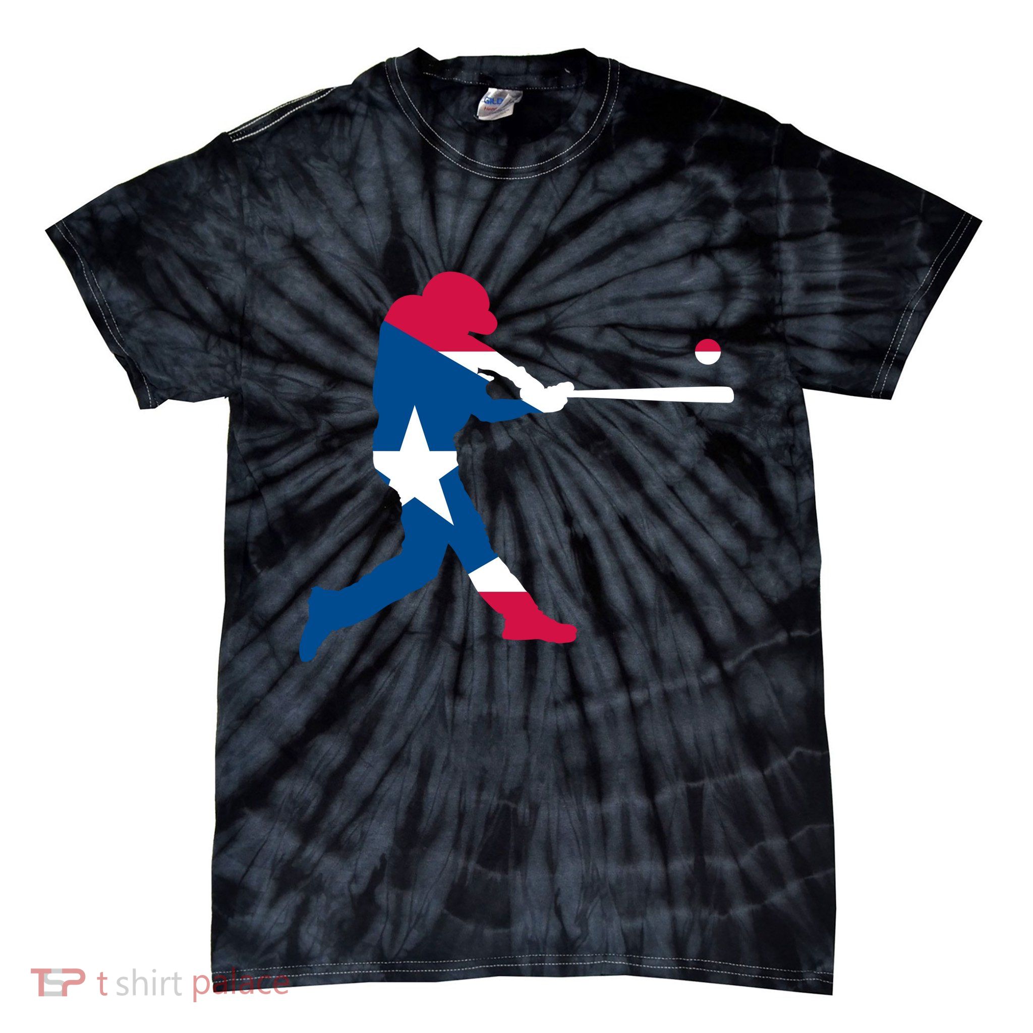 Puerto Rico Baseball Player Tie-Dye T-Shirt