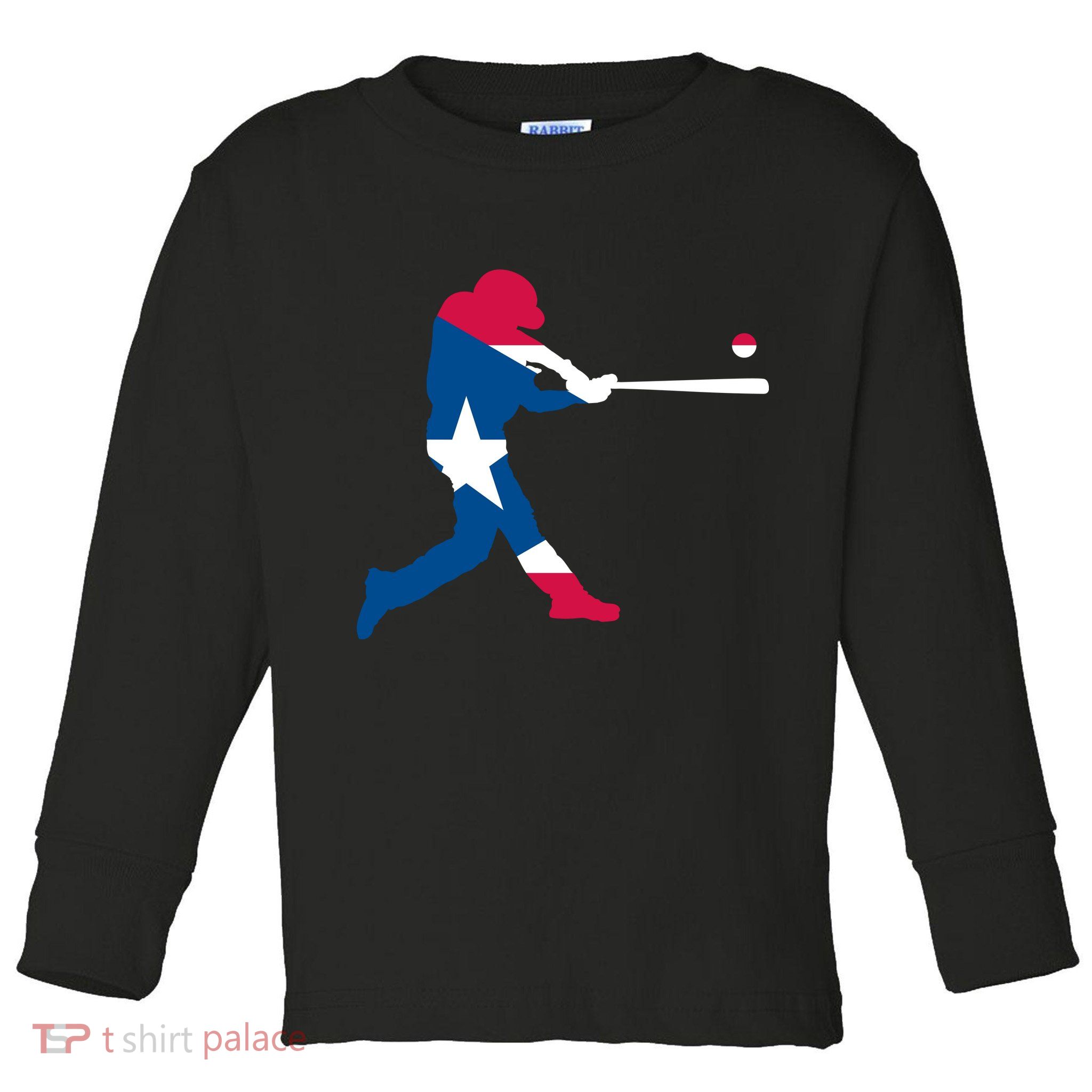 Puerto Rico Baseball Player Toddler Long Sleeve Shirt
