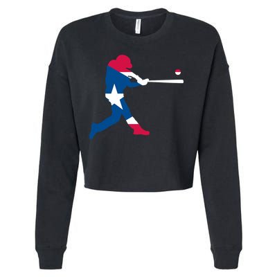 Puerto Rico Baseball Player Cropped Pullover Crew