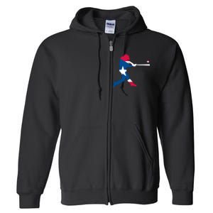 Puerto Rico Baseball Player Full Zip Hoodie