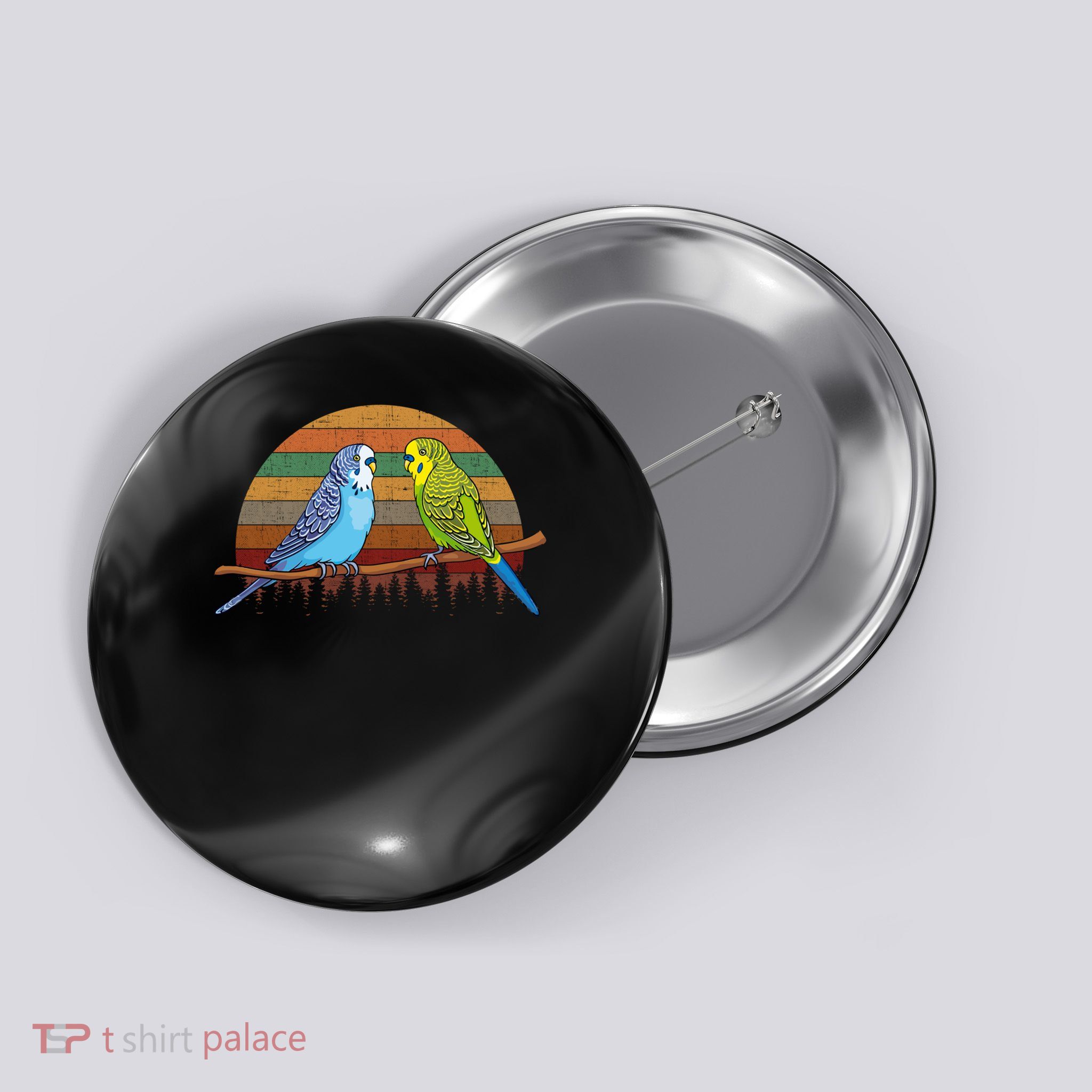 Parakeet Retro Budgies Parakeet Gift Button