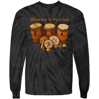 Puerto Rico Bomba Y Plena Boricua Tie-Dye Long Sleeve Shirt