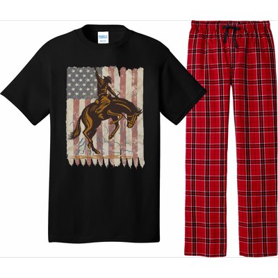 Patriotic Rodeo Bronc Rider American Flag Cowboys Riding Pajama Set