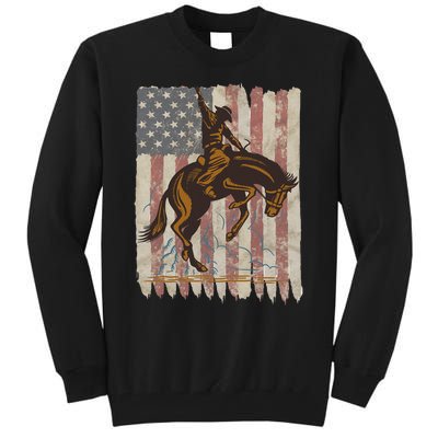 Patriotic Rodeo Bronc Rider American Flag Cowboys Riding Tall Sweatshirt